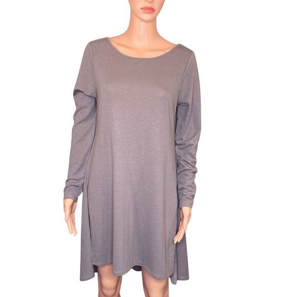 Lisa Rinna Collection Beige Tee Shirt Dress Knee Length Flowy Womens Size Small - Picture 1 of 5